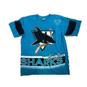 Vintage 1994 San Jose Sharks T Shirt Jersey Signed Autograph NHL USA Large